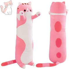 Мягкая игрушка подушка SCWER TOYS розовый кот батон 90 см.