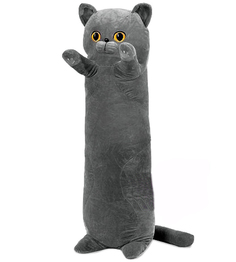 Мягкая игрушка подушка SCWER TOYS серый британский кот батон 110 см.