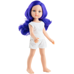 Кукла Paola Reina Мар с фиолетовыми волосами, в пижаме, 32 см 13218