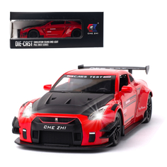 Машинка инерционная CHE ZHI CARS Nissan GTR 1:24 коллекционная железная, красный, CZ128r