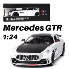 Машинка игрушка коллекционная железная Mercedes GTR 1:24.CHE ZHI CARS. белая