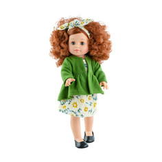 Кукла Paola Reina Soy Tu Анхела в зеленой кофточке с повязкой на волосах, 42 см