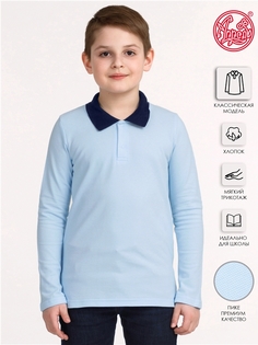 Поло детское Апрель 1ПДПД838090, светло-голубой109-темно-синий77, 128