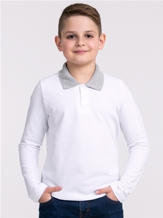 Поло детское Апрель 1ПДПД838090, белый+серый, 140