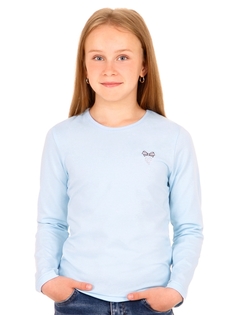 Лонгслив детский Апрель 1ДДЛД2555804, светло-голубой109 Сердце с бантом вышивка, 140