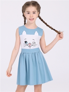 Платье детское Апрель 1ДПБ4058001, белый-серо-голубой250 Мордочка подмигивает, 104