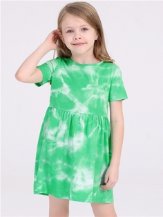 Платье детское Апрель 1ДПК4291001н, тай-дай на салатовом, 104