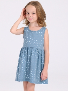 Платье детское Апрель 1ДПБ4000001н, белые пятнышки на бирюзе, 110
