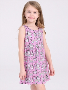 Платье детское Апрель 1ДПБ4000001н, единороги и радуги на розовом, 110