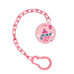 Прищепка ПОМА для соски-пустышки Сова розовая 0+