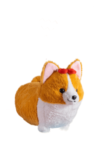 Мягкая игрушка Plush Story Корги Девочка с бантиком 35 см оранжевый