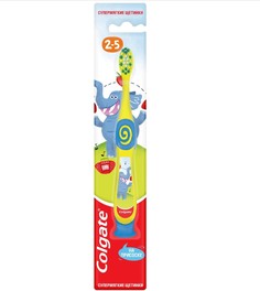 Детская зубная щетка Colgate 2-5 лет супермягкая со слоном желтая