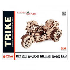 Модель для сборки деревянная 3D-модель модель «Мотоцикл Трайк» Ewa