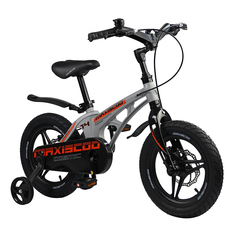 Детский Велосипед MAXISCOO Cosmic Deluxe 14 Серый С Дисковыми Тормозами и доп колёсами