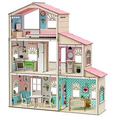 Кукольный домик M-WOOD СИМФОНИЯ с мебелью и пристройкой