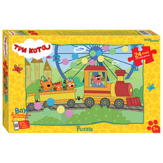 Макси-пазл Три кота. Паровоз 24 детали Step Puzzle