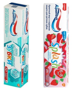 Набор Детских зубных паст Aquafresh Splash со вкусом клубники и мяты + Мои большие зубки