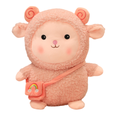 Мягкая игрушка Барашек Овечка с сумочкой розовая Plush Story