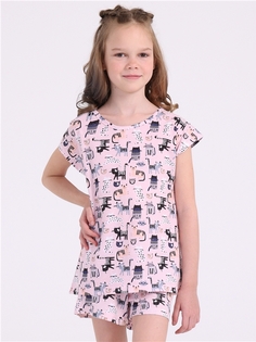 Пижама детская Апрель 2ДЖФШ5637001н, полосатые коты на розовом, 104