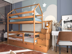 Детские кровати от 3 лет, MOONLEES, спальное место 160х80, с ящиками, масло "Орех"