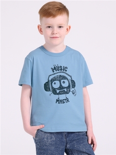 Футболка детская Апрель 1ПДФК4331001, серо-голубой250 Монстр в наушниках, 116