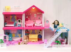 Сборный кукольный домик: 2 этажа, 7 комнат, мебель, аксессуары, кукла, питомец No Brand
