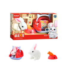 Интерактивная мягкая игрушка для детей "Весёлый Кролик" ходит, издает звуки, с аксессуарам No Brand