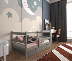 Кровать детская MOONLEES Софа, 180х90, в комплекте с ящиками и матрасом, масло Асфальт