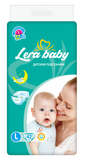 Подгузники детские ПРЕМИУМ Lera Baby размер L 9-14 кг 42 штуки