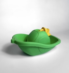 Игрушка для купания Биплант катерок из мягкого пластика с вертушкой зеленый