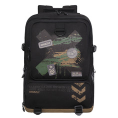 Рюкзак Grizzly школьный для мальчика RB-357-1 1 черный - кофейный