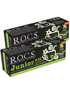 Комплект Черная зубная паста R.O.C.S Junior BLACK Кокос и Ваниль 74 гр. х 2 шт. R.O.C.S.