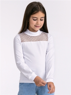 Водолазка детская Апрель 1ДДВД3860804, белый+белый горох 6 на белом, 122