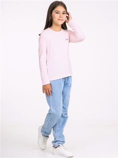 Лонгслив детский Апрель 1ДДЛД2555804, нежно-розовый110 Сердце с бантом вышивка, 128