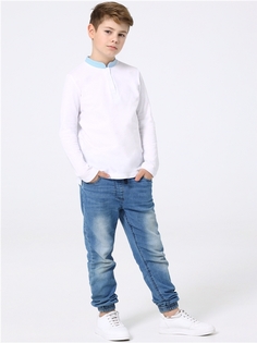 Поло детское Апрель 1ПДПД4226090, белый+светло-голубой109, 128