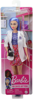 Кукла Барби ученый с синими волосами, в халате из серии Кем быть? Barbie