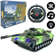 Радиоуправляемый боевой танк PLAYSMART Tank, 1:18, звук стрельбы, подсветка