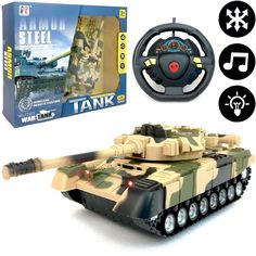 Радиоуправляемый боевой танк PLAYSMART Tank, 1:18, звук стрельбы, подсветка
