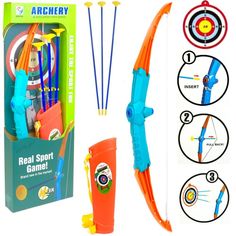 Игровой набор PLAYSMART Лук со стрелами на присосках в колчане Archery, мишень