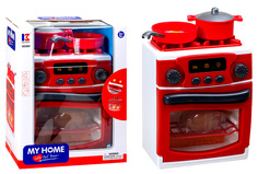 Игровая кухонная плита PLAYSMART My Home, с набором посуды и продуктов, подсветка