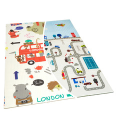 Развивающий складной детский коврик mamagoods Город и Лондонский автобус 120х180 см