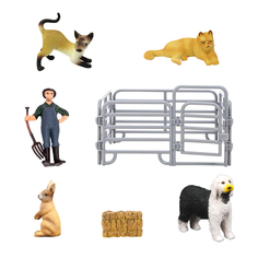 Фигурки животных Masai Mara: 2 кошк, собака, кролик, фермер, 8 предметов MM215-326