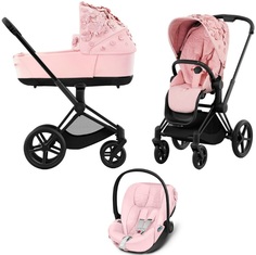 Коляска 3в1 Cybex Priam IV Simply Flowers Pink шасси Matt Black