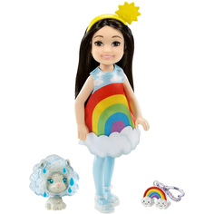 Кукла Barbie Челси в тематическом костюме радуга с питомцем
