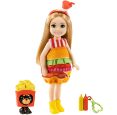 Кукла Barbie Челси в тематическом костюме бургер с питомцем