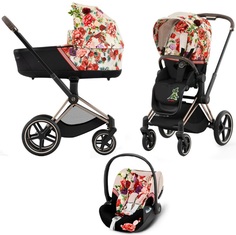 Коляска 3в1 Cybex Priam IV Spring Blossom Light шасси Rosegold