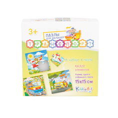Пазл картонный Kiddie Art 4в1 Транспорт, 31 деталь в наборе
