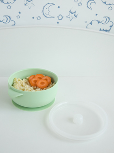 Детская силиконовая тарелка Baby Nice с крышкой на присоске, салатовый