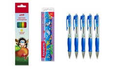 Набор для рисования Hatber Рис12, цветные карандаши 6цв, акварель 6цв, ручки шариковые 5шт