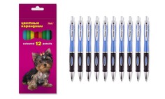 Набор для рисования Hatber-цветные карандаши 12цв-ручки шариковые 10шт